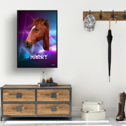 retro arcade pet portrait horse fever print hall