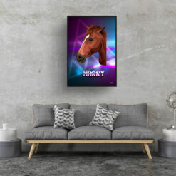 retro arcade pet portrait horse fever print living room