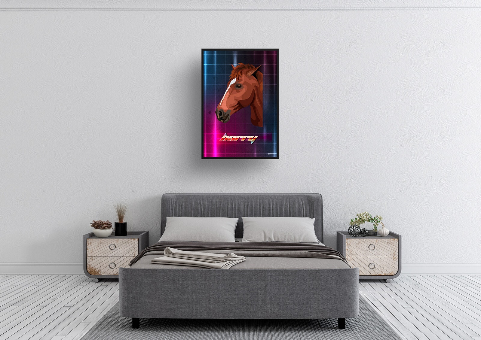 Hyperspeed Custom Retro Arcade Style Horse Portrait - Framed & Un-framed Pet illustration print from photo 5 Hyperspeed Custom Retro Arcade Style Horse Portrait - Framed & Un-framed Pet illustration print from photo - Image 3