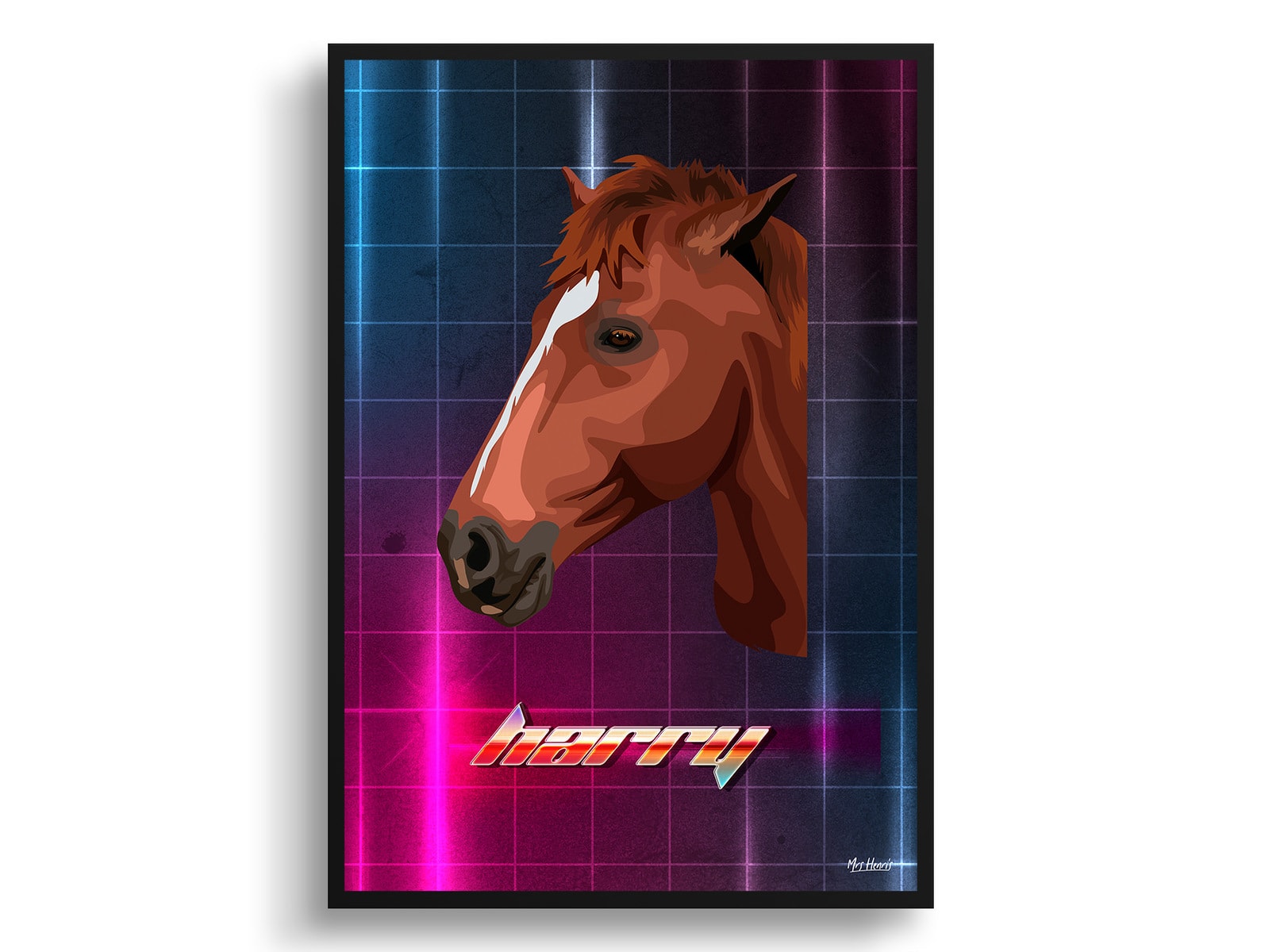 Hyperspeed Custom Retro Arcade Style Horse Portrait - Framed & Un-framed Pet illustration print from photo 3 Hyperspeed Custom Retro Arcade Style Horse Portrait - Framed & Un-framed Pet illustration print from photo