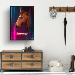 Hyperspeed Custom Retro Arcade Style Horse Portrait - Framed & Un-framed Pet illustration print from photo 15 retro arcade pet portrait horse hyperspeed print hall
