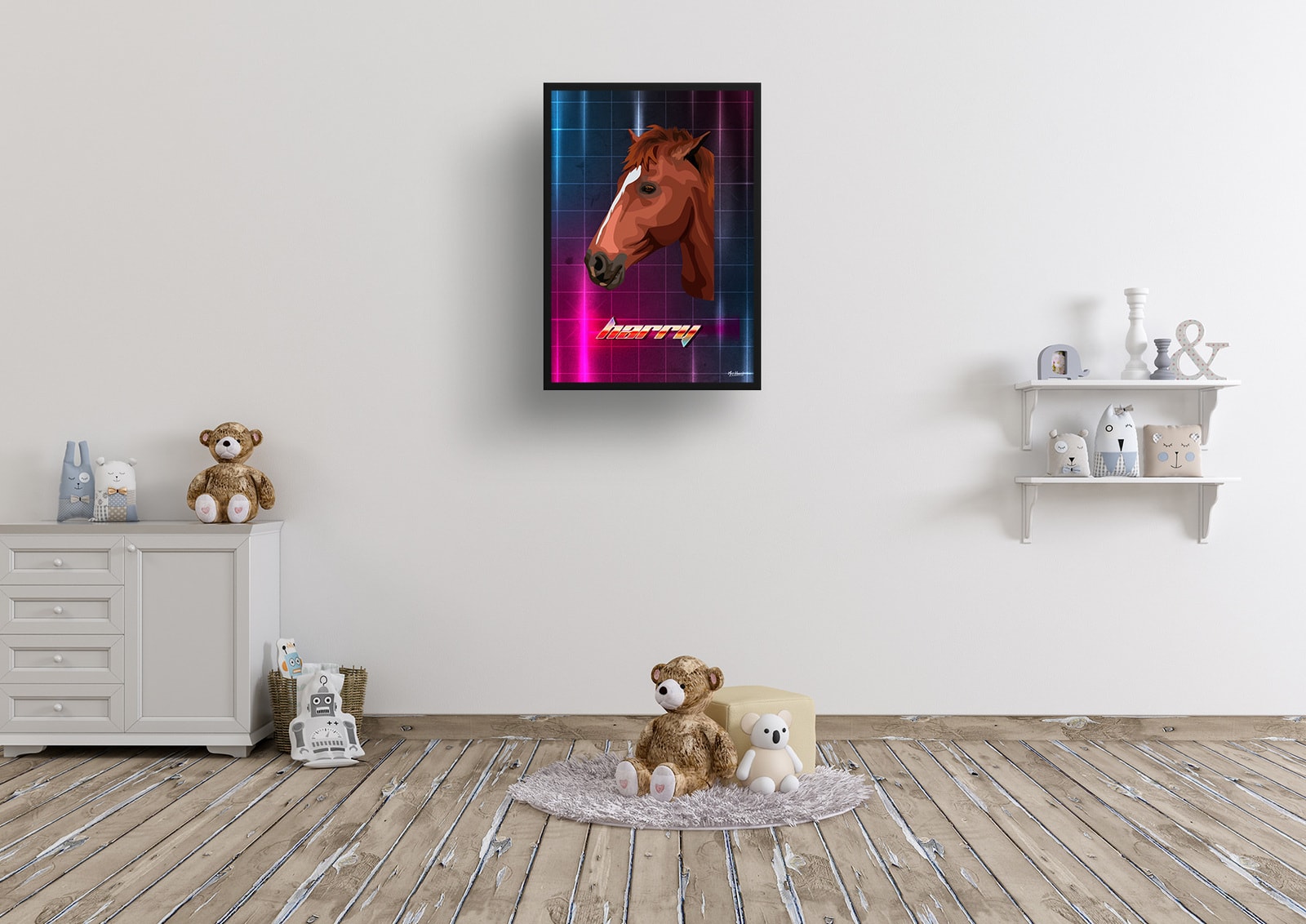 Hyperspeed Custom Retro Arcade Style Horse Portrait - Framed & Un-framed Pet illustration print from photo 8 Hyperspeed Custom Retro Arcade Style Horse Portrait - Framed & Un-framed Pet illustration print from photo - Image 6