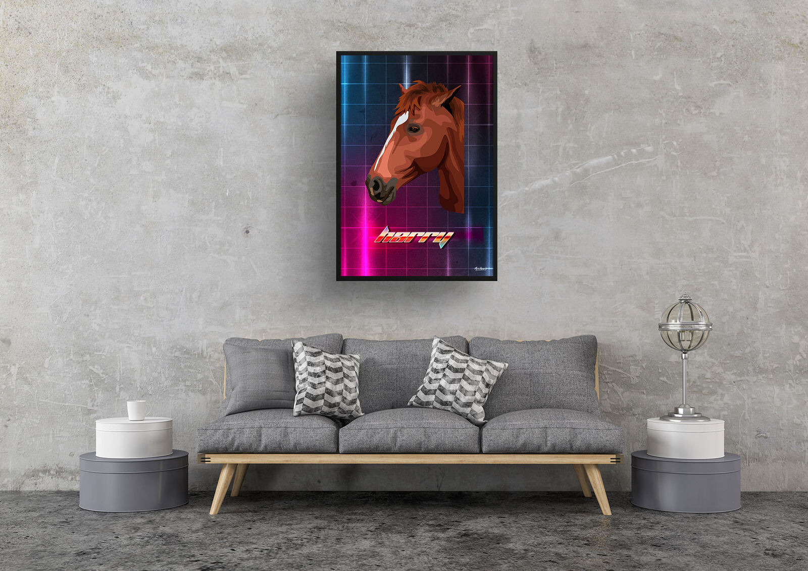 Hyperspeed Custom Retro Arcade Style Horse Portrait - Framed & Un-framed Pet illustration print from photo 9 Hyperspeed Custom Retro Arcade Style Horse Portrait - Framed & Un-framed Pet illustration print from photo - Image 7