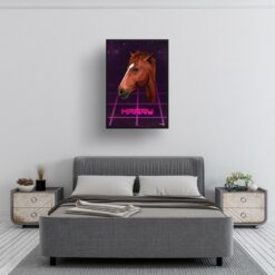 Invaders Custom Retro Arcade Style Horse Portrait - Framed & Un-framed Pet illustration print from photo 12 retro arcade pet portrait horse invaders print bedroom