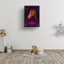 Invaders Custom Retro Arcade Style Horse Portrait - Framed & Un-framed Pet illustration print from photo 15 retro arcade pet portrait horse invaders print kids room