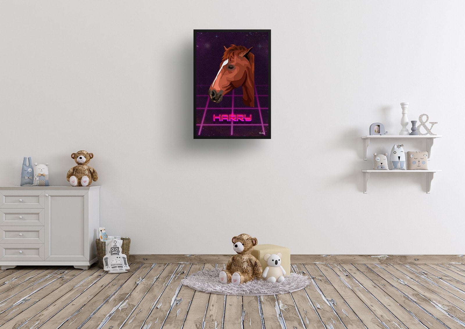 Invaders Custom Retro Arcade Style Horse Portrait - Framed & Un-framed Pet illustration print from photo 7 Invaders Custom Retro Arcade Style Horse Portrait - Framed & Un-framed Pet illustration print from photo - Image 6