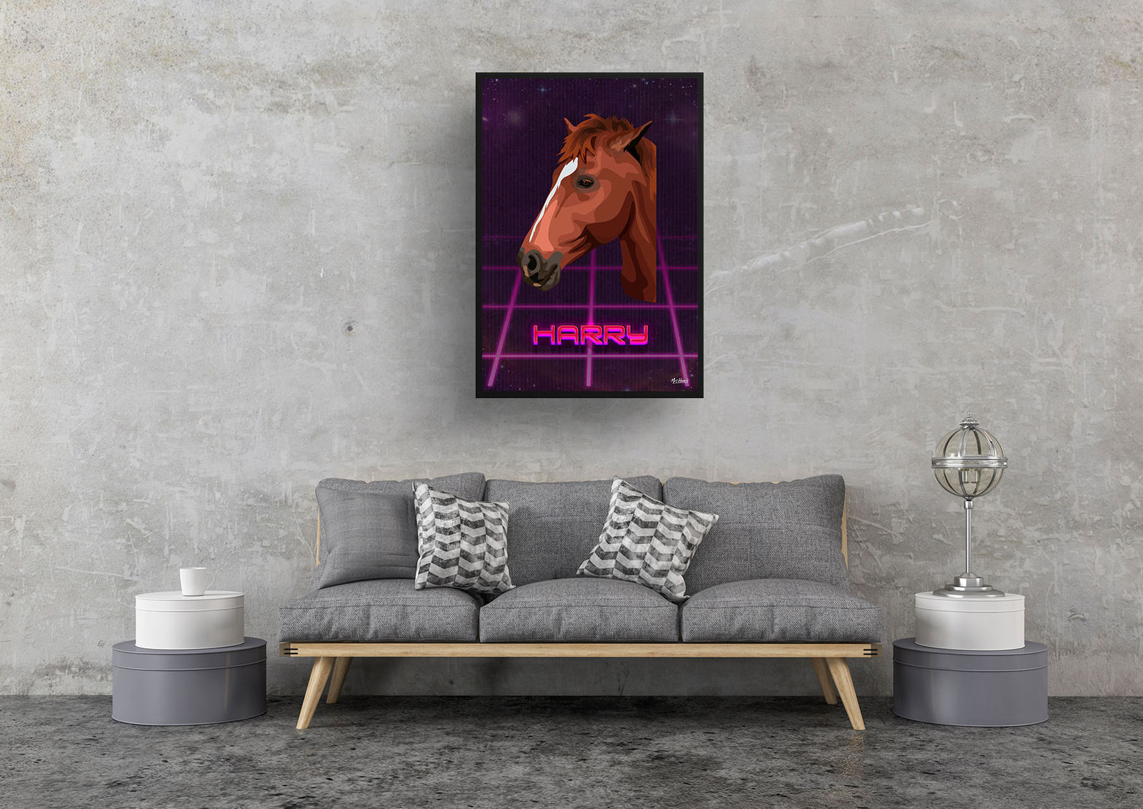 Invaders Custom Retro Arcade Style Horse Portrait - Framed & Un-framed Pet illustration print from photo 8 Invaders Custom Retro Arcade Style Horse Portrait - Framed & Un-framed Pet illustration print from photo - Image 7