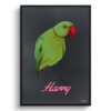 Bubblegum Custom Mid Century Retro Bird Portrait -  Framed & Un-framed Pet illustration print from photo