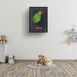 Bubblegum Custom Mid Century Retro Bird Portrait - Framed & Un-framed Pet illustration print from photo 15 retro pet portraits bird bubblegum print kids room