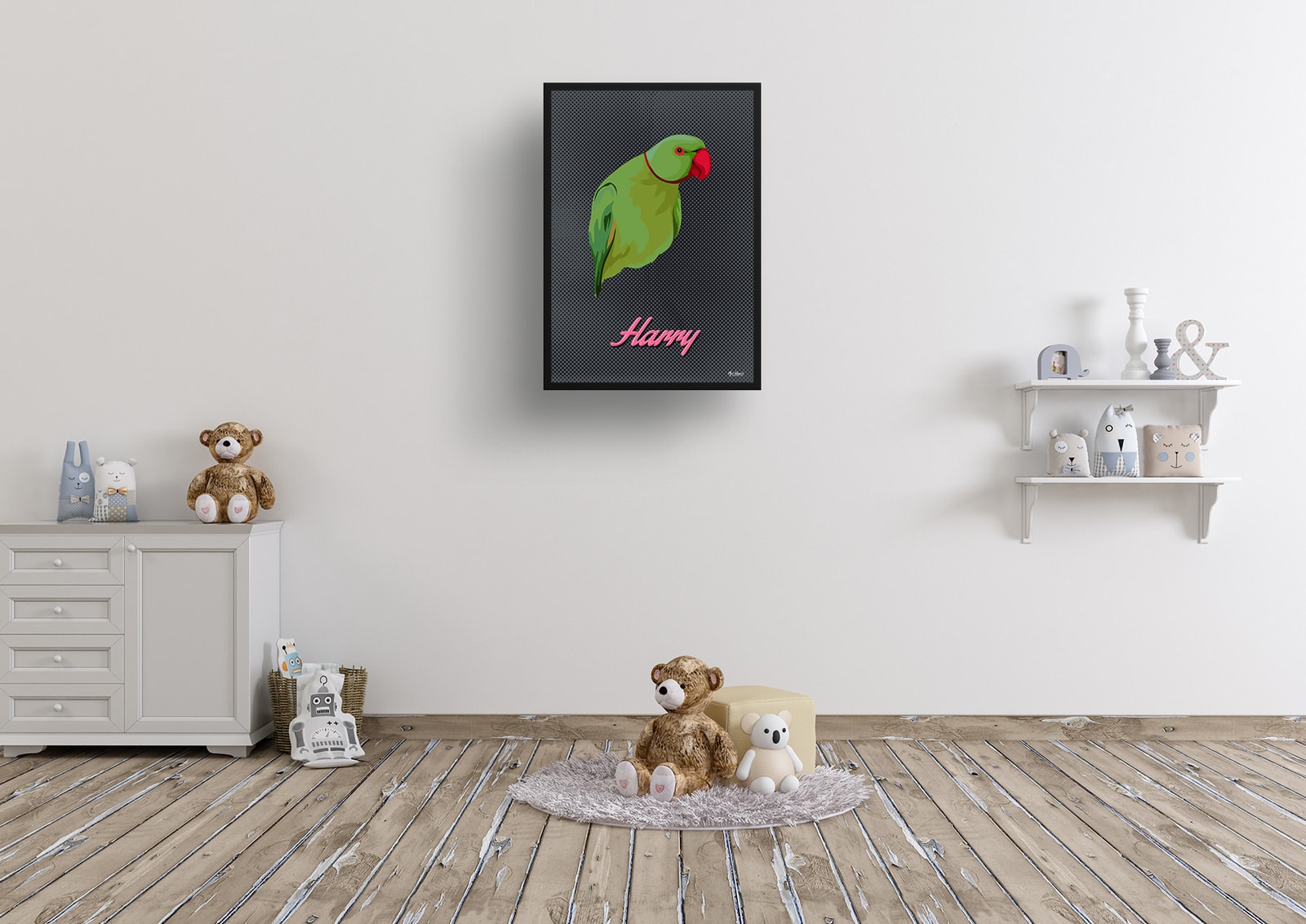 Bubblegum Custom Mid Century Retro Bird Portrait - Framed & Un-framed Pet illustration print from photo 7 Bubblegum Custom Mid Century Retro Bird Portrait - Framed & Un-framed Pet illustration print from photo - Image 6