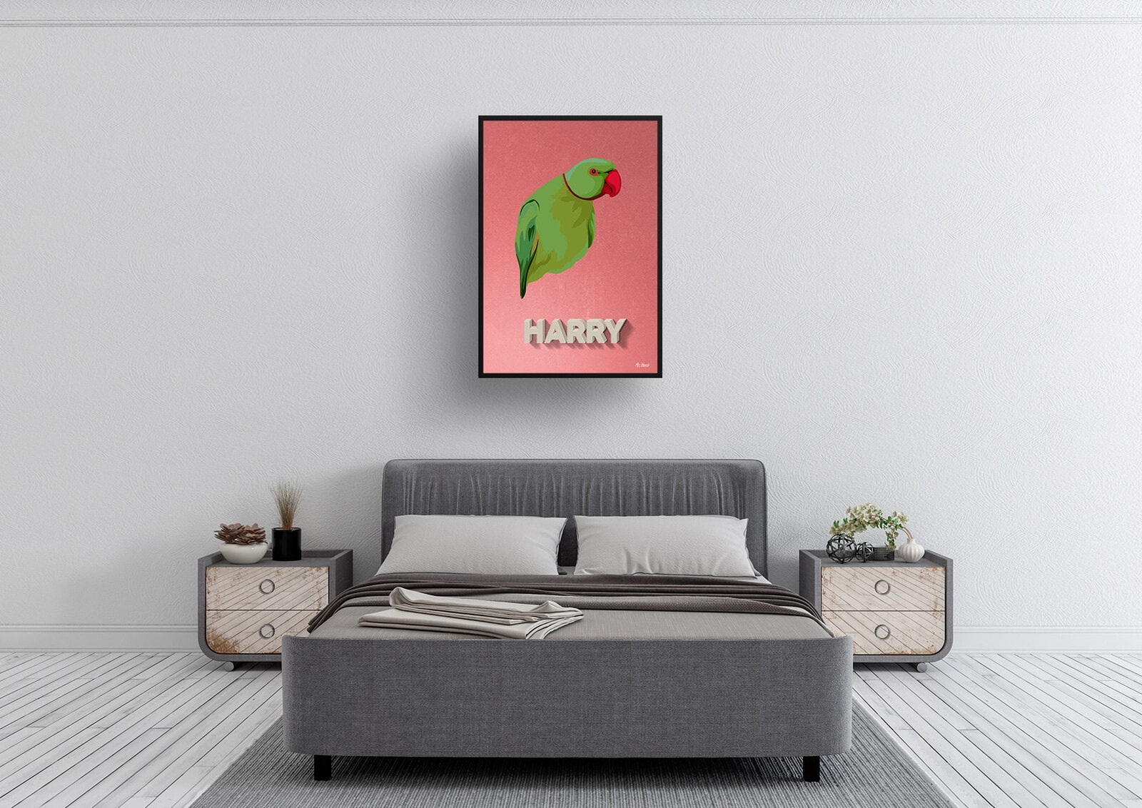 Decking Custom Mid Century Retro Bird Portrait - Framed & Un-framed Pet illustration print from photo 5 Decking Custom Mid Century Retro Bird Portrait - Framed & Un-framed Pet illustration print from photo - Image 3