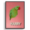 Decking Custom Mid Century Retro Bird Portrait - Framed & Un-framed Pet illustration print from photo 1 retro pet portraits bird decking print front view white