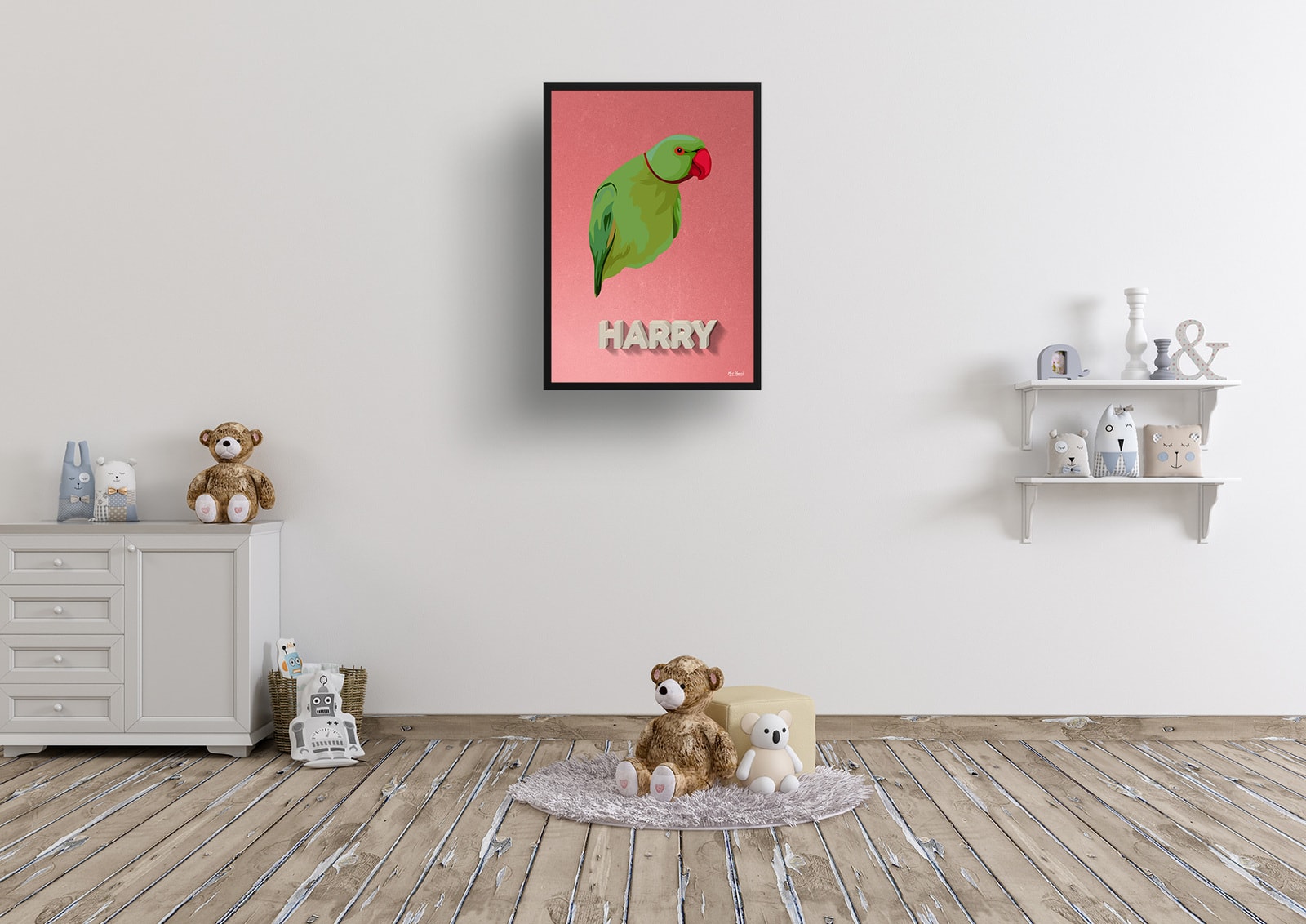 Decking Custom Mid Century Retro Bird Portrait - Framed & Un-framed Pet illustration print from photo 8 Decking Custom Mid Century Retro Bird Portrait - Framed & Un-framed Pet illustration print from photo - Image 6