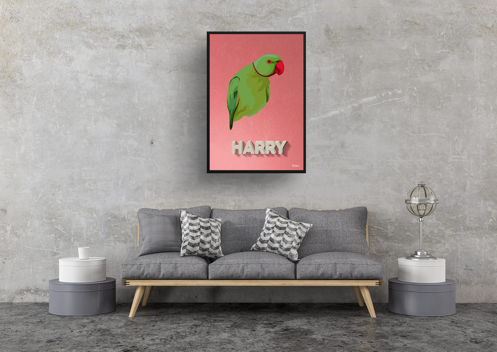 Decking Custom Mid Century Retro Bird Portrait - Framed & Un-framed Pet illustration print from photo 9 Decking Custom Mid Century Retro Bird Portrait - Framed & Un-framed Pet illustration print from photo - Image 7