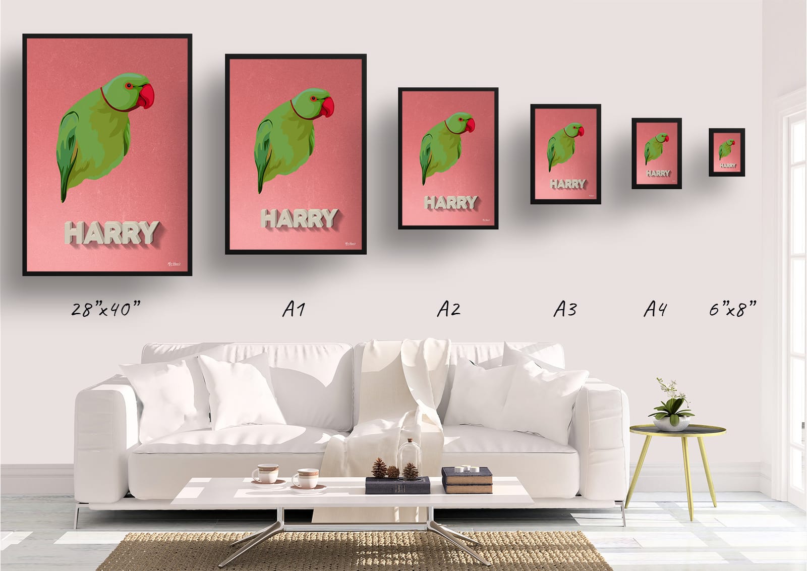 Decking Custom Mid Century Retro Bird Portrait - Framed & Un-framed Pet illustration print from photo 11 Decking Custom Mid Century Retro Bird Portrait - Framed & Un-framed Pet illustration print from photo - Image 9