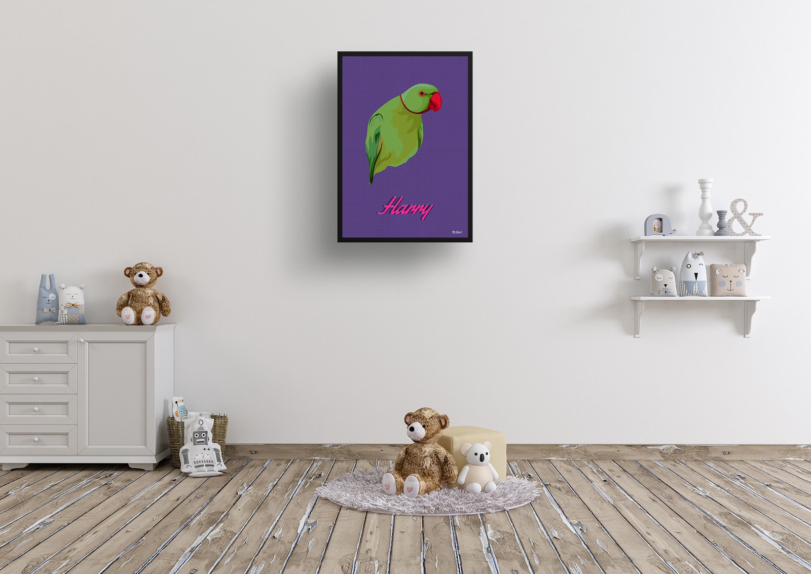 Deep Purple Custom Mid Century Retro Bird Portrait - Framed & Un-framed Pet illustration print from photo 8 Deep Purple Custom Mid Century Retro Bird Portrait - Framed & Un-framed Pet illustration print from photo - Image 6