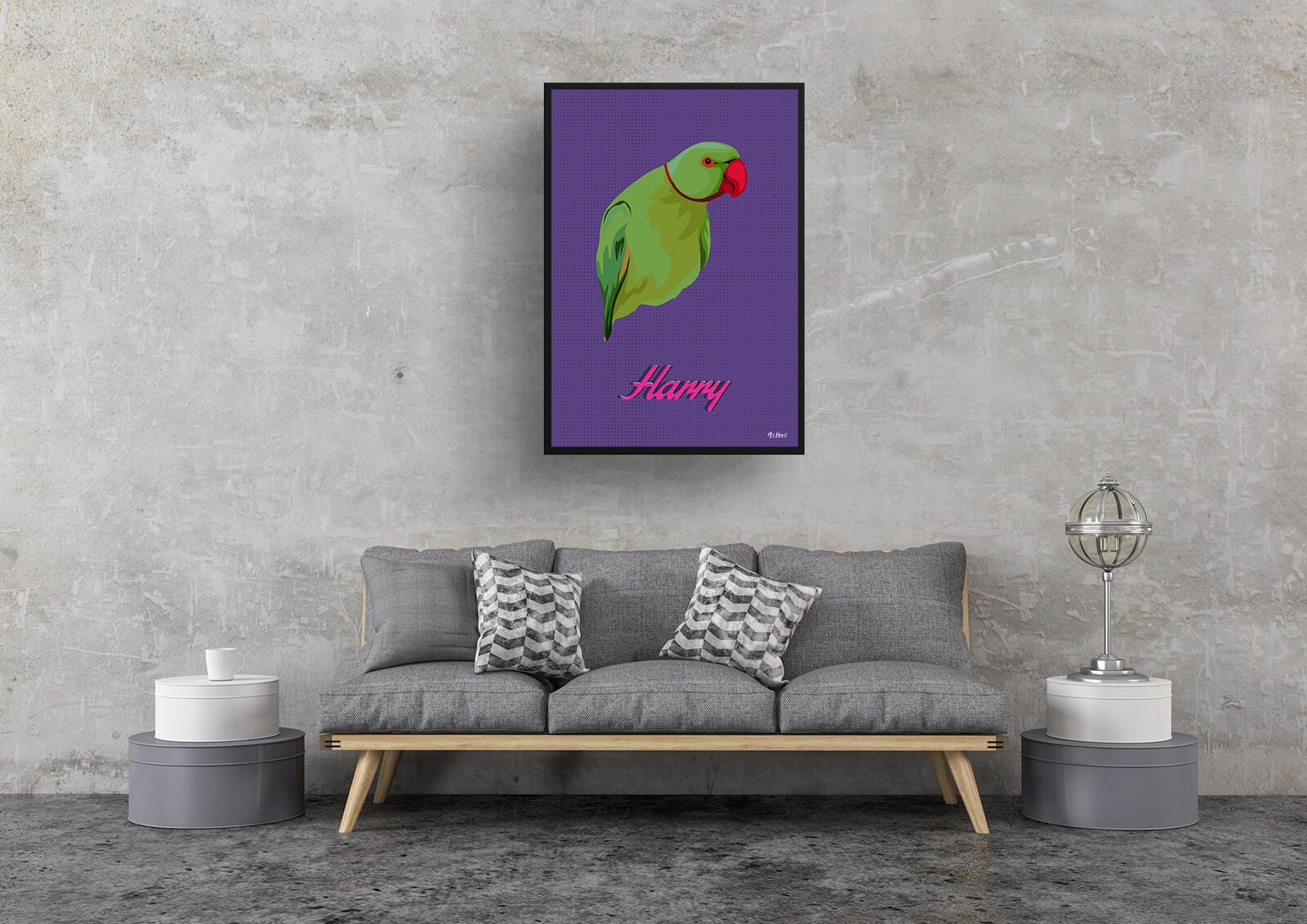 Deep Purple Custom Mid Century Retro Bird Portrait - Framed & Un-framed Pet illustration print from photo 9 Deep Purple Custom Mid Century Retro Bird Portrait - Framed & Un-framed Pet illustration print from photo - Image 7
