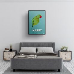 retro pet portraits bird mint art deco print bedroom