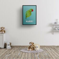 retro pet portraits bird mint art deco print kids room
