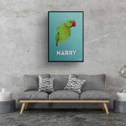 retro pet portraits bird mint art deco print living room
