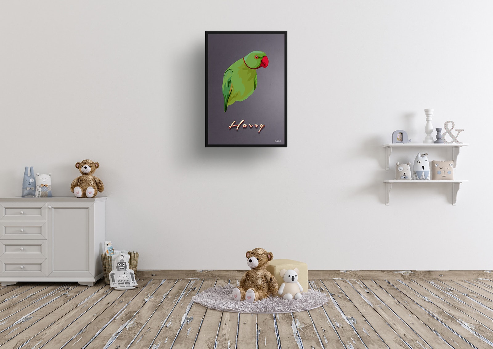 Night Script Custom Mid Century Retro Bird Portrait - Framed & Un-framed Pet illustration print from photo 8 Night Script Custom Mid Century Retro Bird Portrait - Framed & Un-framed Pet illustration print from photo - Image 6