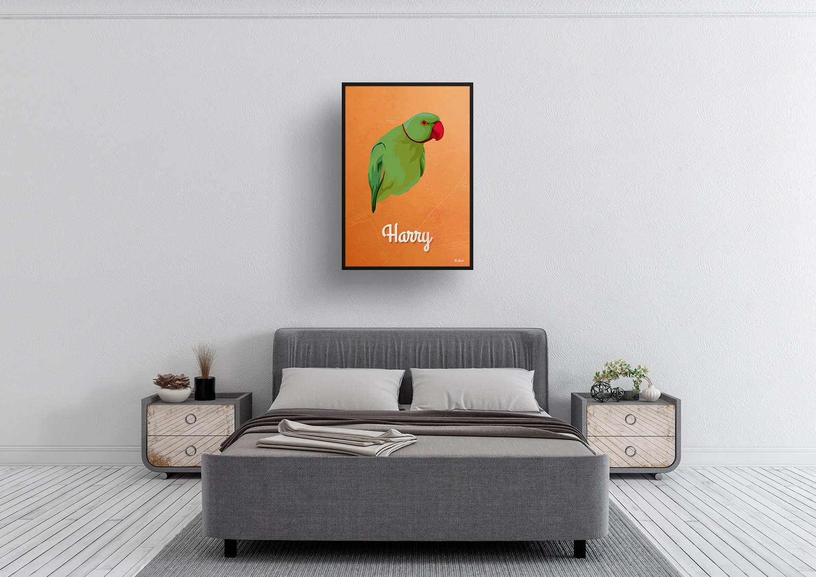 Sand And Stone Custom Mid Century Retro Bird Portrait - Framed & Un-framed Pet illustration print from photo 5 Sand And Stone Custom Mid Century Retro Bird Portrait - Framed & Un-framed Pet illustration print from photo - Image 3