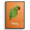 Sand And Stone Custom Mid Century Retro Bird Portrait - Framed & Un-framed Pet illustration print from photo 1 retro pet portraits bird sand and stone print front view white