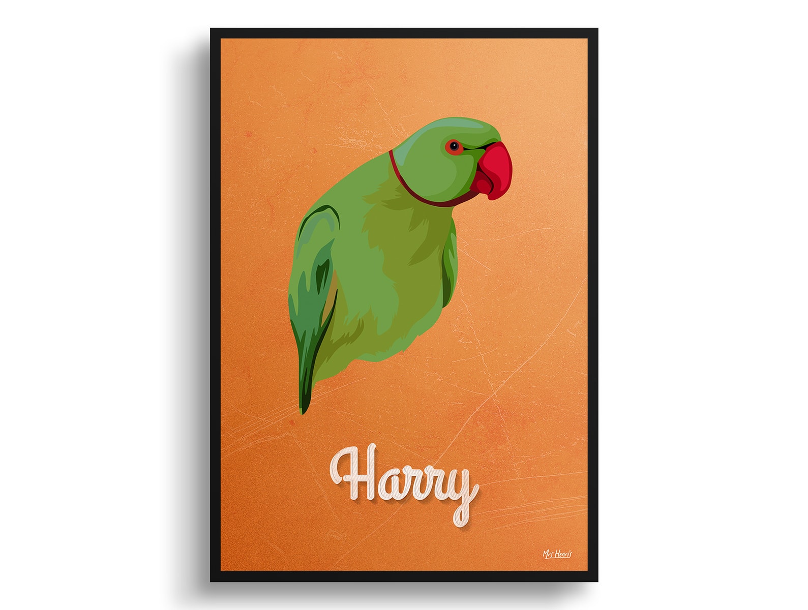 Sand And Stone Custom Mid Century Retro Bird Portrait - Framed & Un-framed Pet illustration print from photo 3 Sand And Stone Custom Mid Century Retro Bird Portrait - Framed & Un-framed Pet illustration print from photo