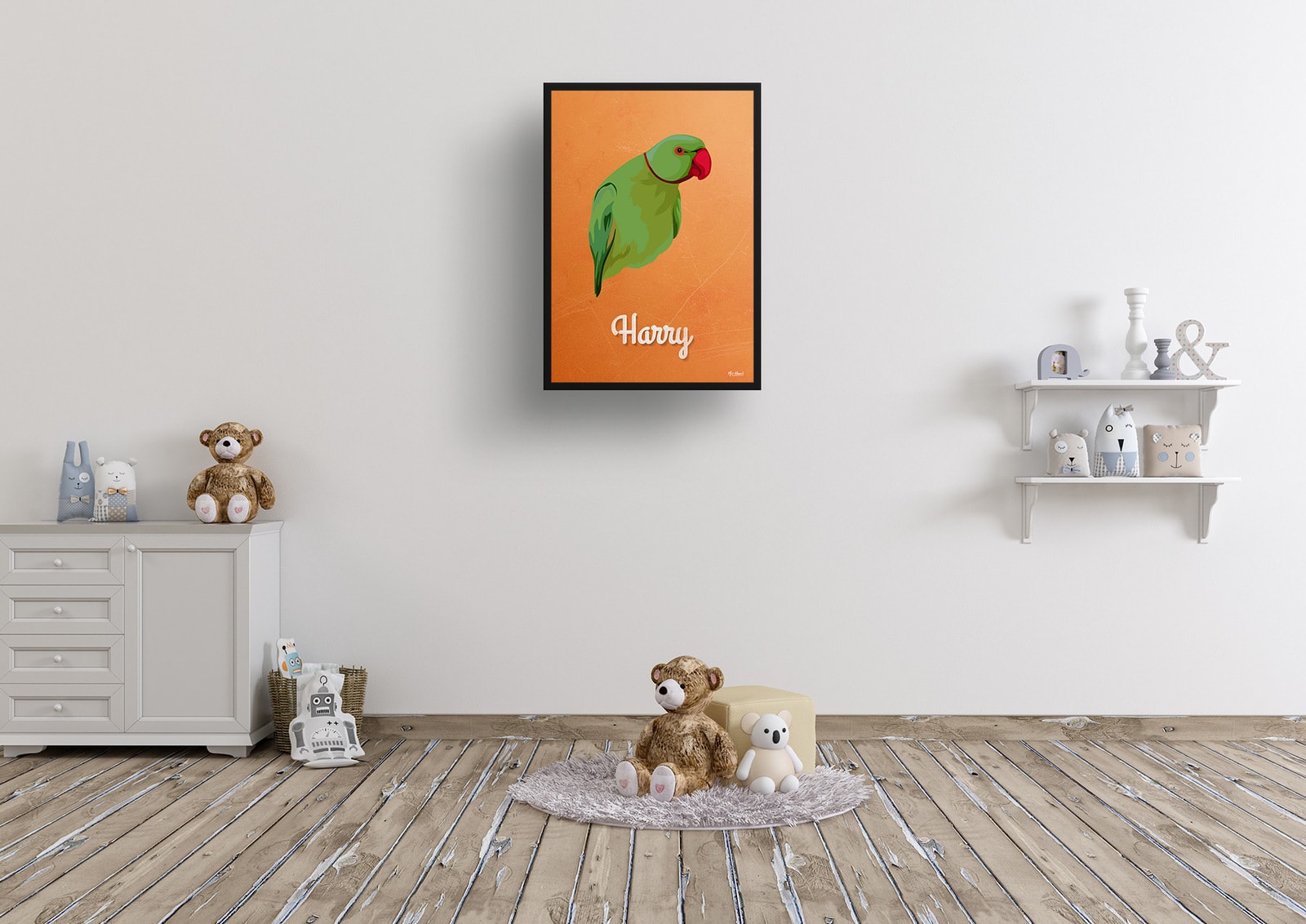 Sand And Stone Custom Mid Century Retro Bird Portrait - Framed & Un-framed Pet illustration print from photo 8 Sand And Stone Custom Mid Century Retro Bird Portrait - Framed & Un-framed Pet illustration print from photo - Image 6