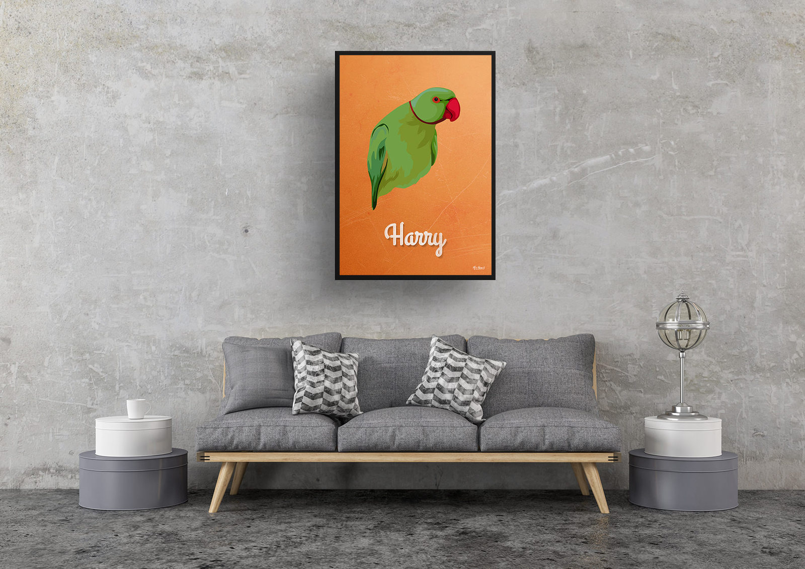 Sand And Stone Custom Mid Century Retro Bird Portrait - Framed & Un-framed Pet illustration print from photo 9 Sand And Stone Custom Mid Century Retro Bird Portrait - Framed & Un-framed Pet illustration print from photo - Image 7