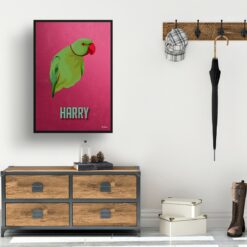 retro pet portraits bird vintage teal print hall