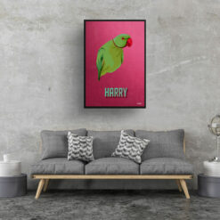 retro pet portraits bird vintage teal print living room