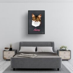 Bubblegum Custom Mid Century Retro Cat Portrait - Framed & Un-framed Pet illustration print from photo 12 retro pet portraits cat bubblegum print bedroom