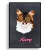 Bubblegum Custom Mid Century Retro Cat Portrait - Framed & Un-framed Pet illustration print from photo 2 retro pet portraits cat bubblegum print front view white