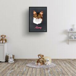 Bubblegum Custom Mid Century Retro Cat Portrait - Framed & Un-framed Pet illustration print from photo 15 retro pet portraits cat bubblegum print kids room