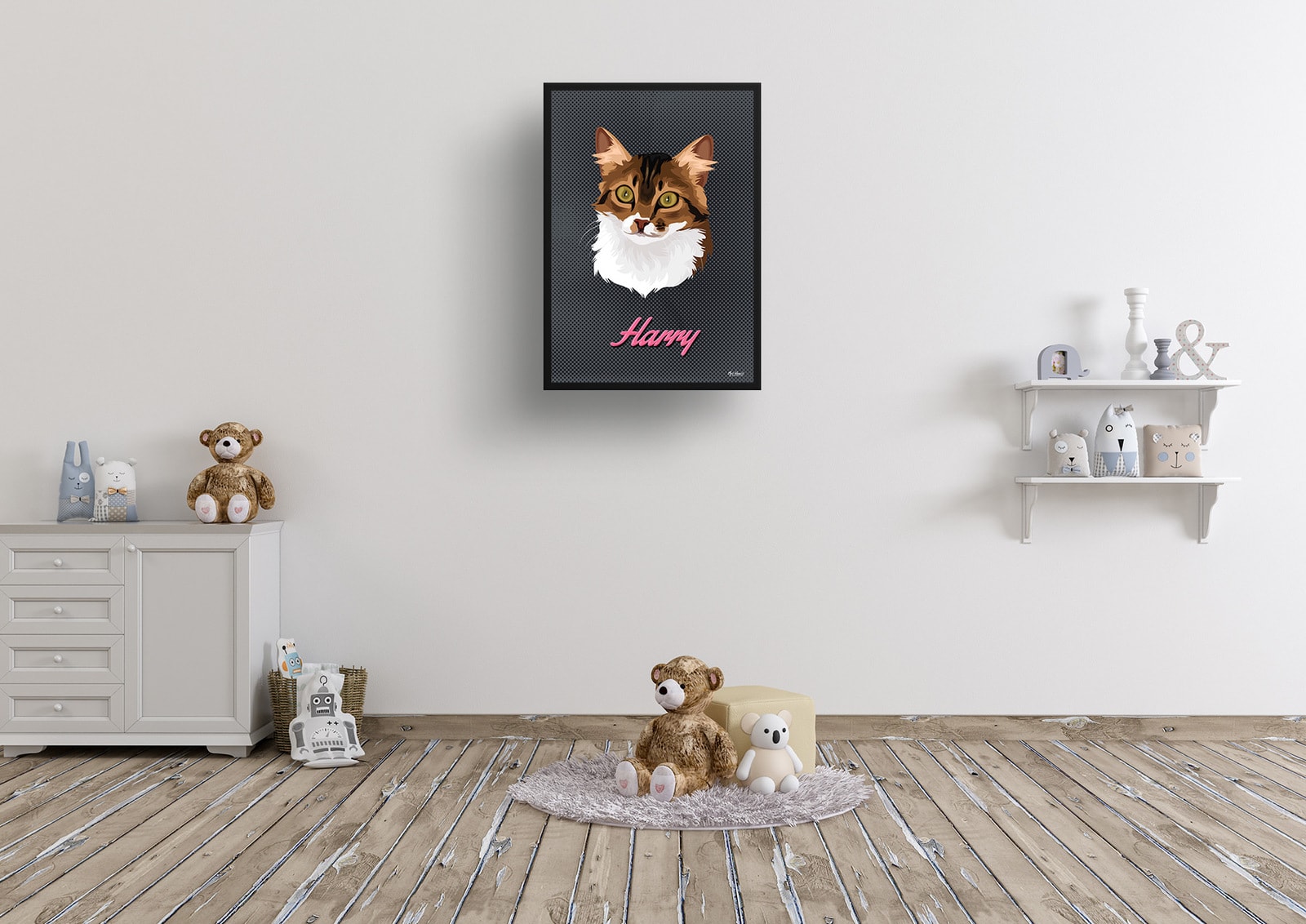 Bubblegum Custom Mid Century Retro Cat Portrait - Framed & Un-framed Pet illustration print from photo 7 Bubblegum Custom Mid Century Retro Cat Portrait - Framed & Un-framed Pet illustration print from photo - Image 6