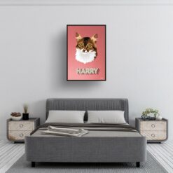 Decking Custom Mid Century Retro Cat Portrait - Framed & Un-framed Pet illustration print from photo 13 retro pet portraits cat decking print bedroom