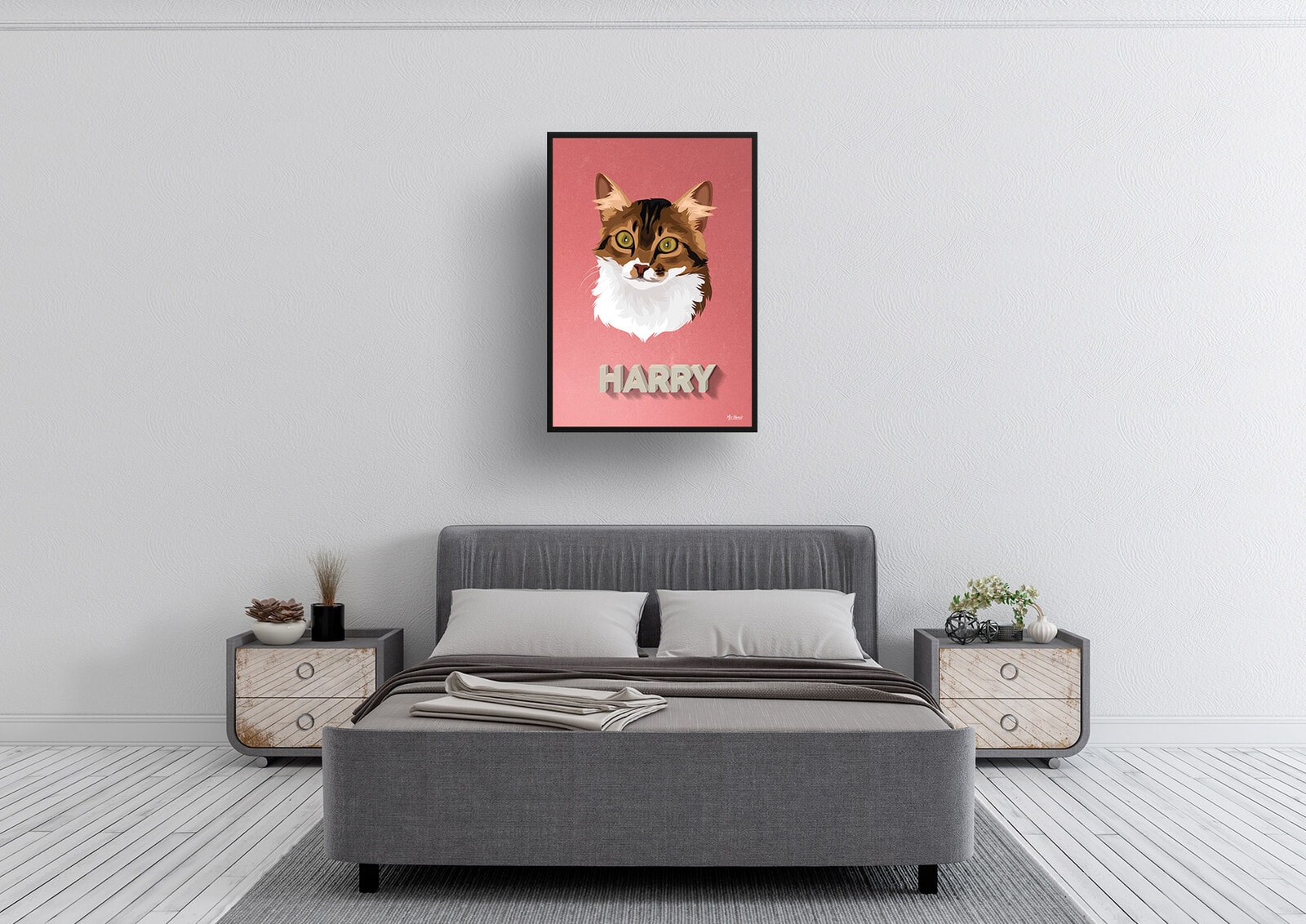 Decking Custom Mid Century Retro Cat Portrait - Framed & Un-framed Pet illustration print from photo 5 Decking Custom Mid Century Retro Cat Portrait - Framed & Un-framed Pet illustration print from photo - Image 3