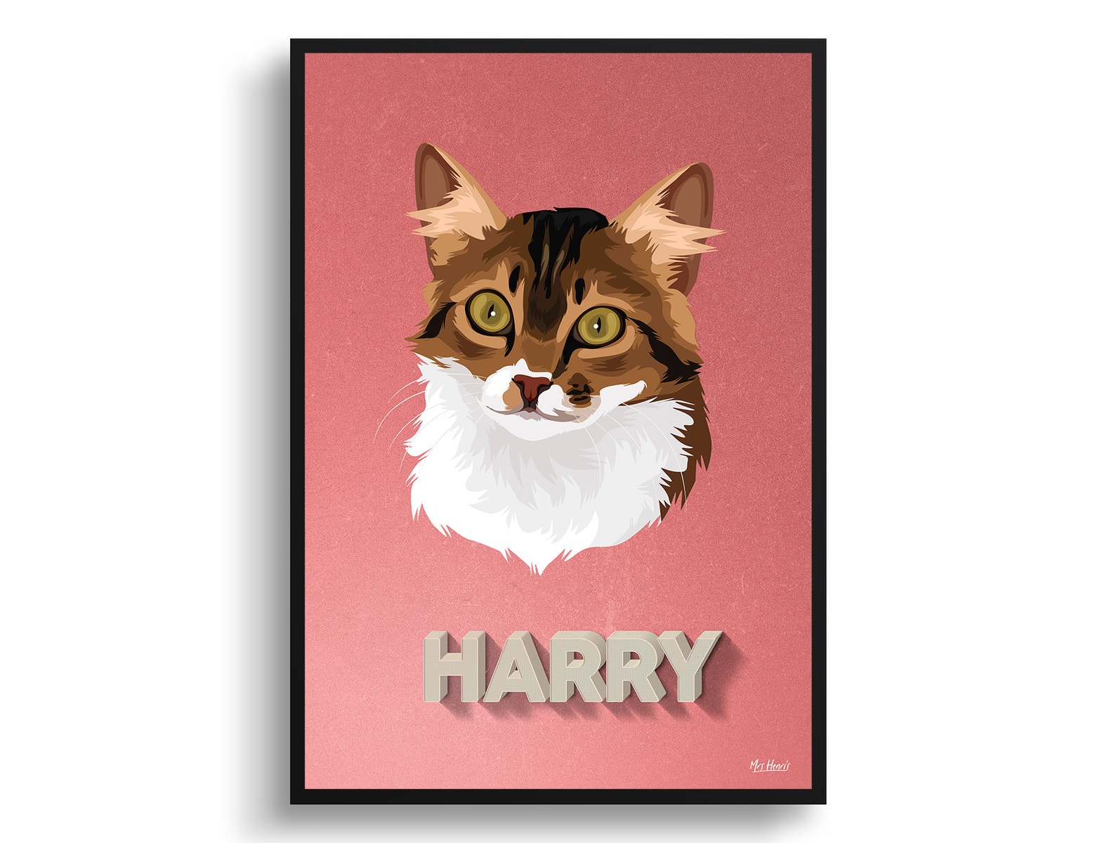 Decking Custom Mid Century Retro Cat Portrait - Framed & Un-framed Pet illustration print from photo 3 Decking Custom Mid Century Retro Cat Portrait - Framed & Un-framed Pet illustration print from photo