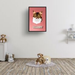 Decking Custom Mid Century Retro Cat Portrait - Framed & Un-framed Pet illustration print from photo 16 retro pet portraits cat decking print kids room