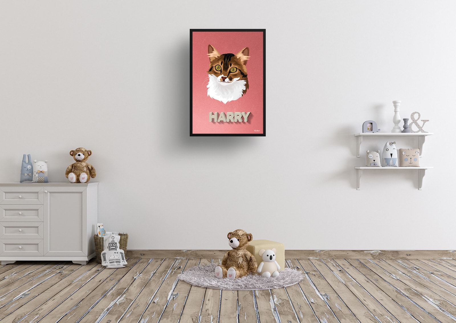 Decking Custom Mid Century Retro Cat Portrait - Framed & Un-framed Pet illustration print from photo 8 Decking Custom Mid Century Retro Cat Portrait - Framed & Un-framed Pet illustration print from photo - Image 6