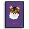 Deep Purple Custom Mid Century Retro Cat Portrait - Framed & Un-framed Pet illustration print from photo 1 retro pet portraits cat deep purple print front view white