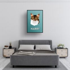 retro pet portraits cat mint art deco print bedroom