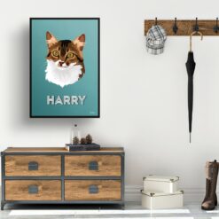 retro pet portraits cat mint art deco print hall