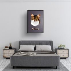 retro pet portraits cat night script print bedroom