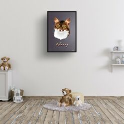 retro pet portraits cat night script print kids room