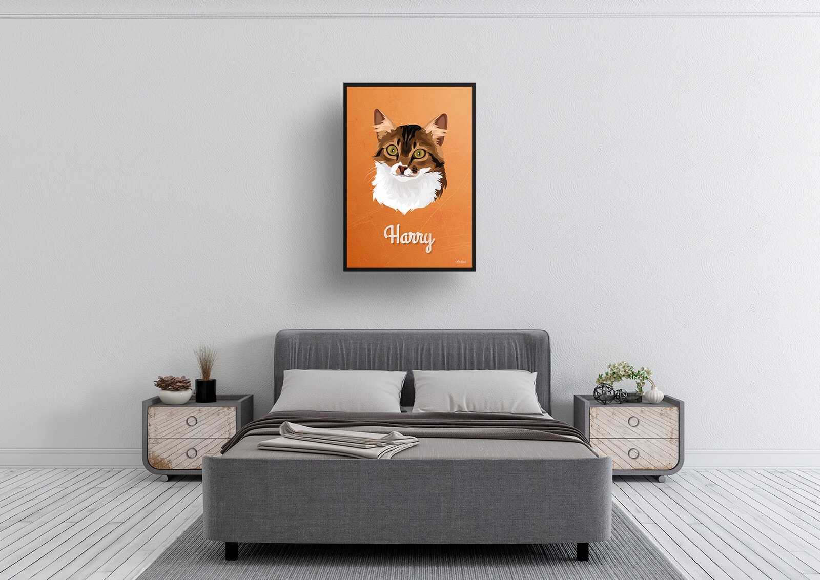 Sand And Stone Custom Mid Century Retro Cat Portrait - Framed & Un-framed Pet illustration print from photo 5 Sand And Stone Custom Mid Century Retro Cat Portrait - Framed & Un-framed Pet illustration print from photo - Image 3