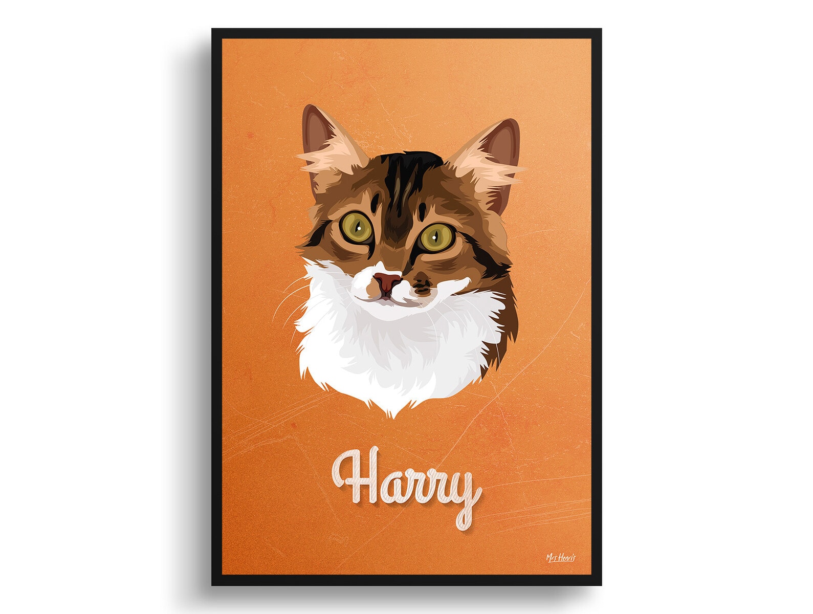 Sand And Stone Custom Mid Century Retro Cat Portrait - Framed & Un-framed Pet illustration print from photo 3 Sand And Stone Custom Mid Century Retro Cat Portrait - Framed & Un-framed Pet illustration print from photo