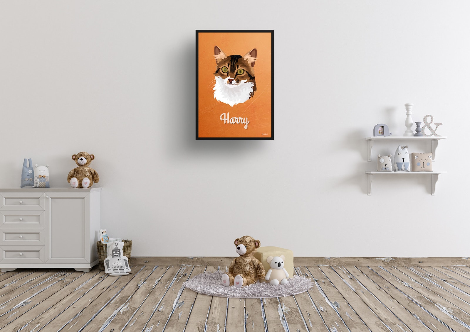 Sand And Stone Custom Mid Century Retro Cat Portrait - Framed & Un-framed Pet illustration print from photo 8 Sand And Stone Custom Mid Century Retro Cat Portrait - Framed & Un-framed Pet illustration print from photo - Image 6
