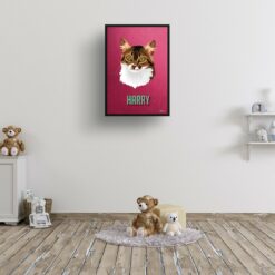 retro pet portraits cat vintage teal print kids room